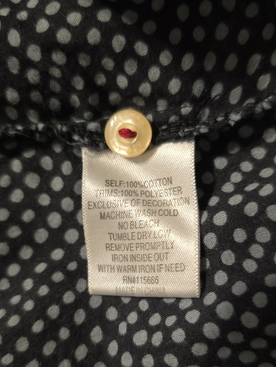 3J Workshop by Johnny Was Top Blouse Medium Navy Polka-Dot Embroidered Boho-Chic - Picture 11 of 11